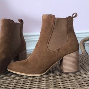 addy cognac suede booties